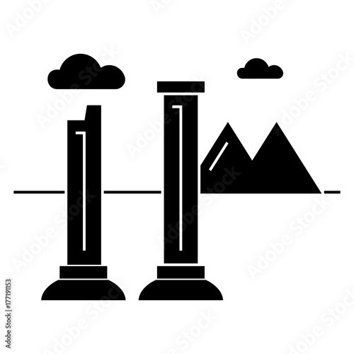 monuments of ruins  icon, vector illustration, black sign on isolated background