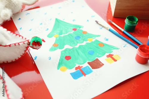 Child's painting of Christm...