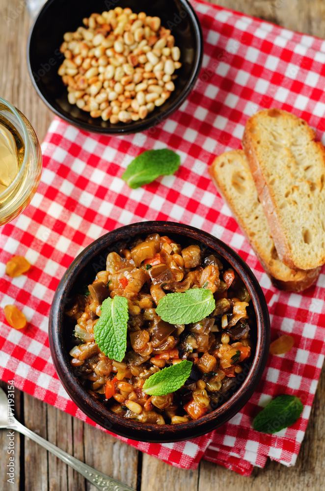 Sicilian Eggplant pine nuts Caponata Sicilian Eggplant pine nuts Caponata