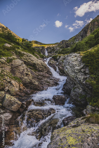 Mountain waterfall. Caucasus, Karachai-Cherkess Republic