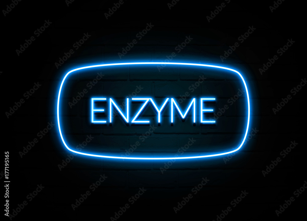 Enzyme  - colorful Neon Sign on brickwall