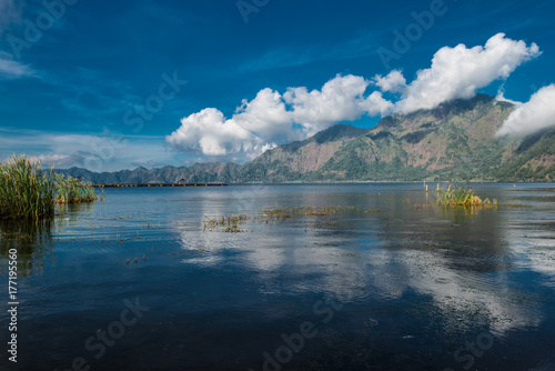 View Batur lake near Gunung Abang volcano in Bali Island, Indonesia