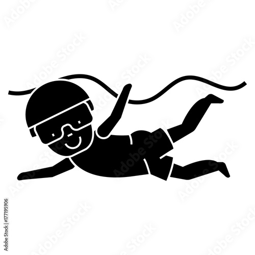swimming boy  icon, vector illustration, black sign on isolated background