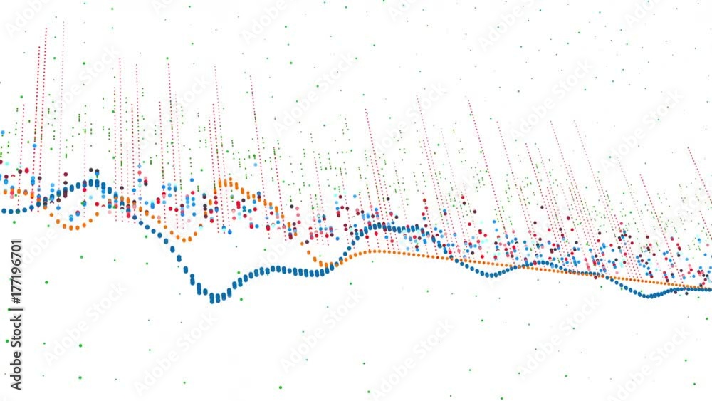 Abstract background with animation of growing charts and flowing ...