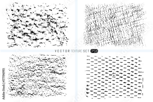 Grunge texture set. Hand drawn backgrounds. Vector templates. Spot of textures. Wax crayon spots. Monochrome artistic backdrops.