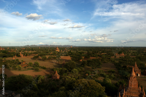 Sunset seen from the Schwesandaw Paya - the archaeological site of Bagan in Myanmar (Burma) - Asia 