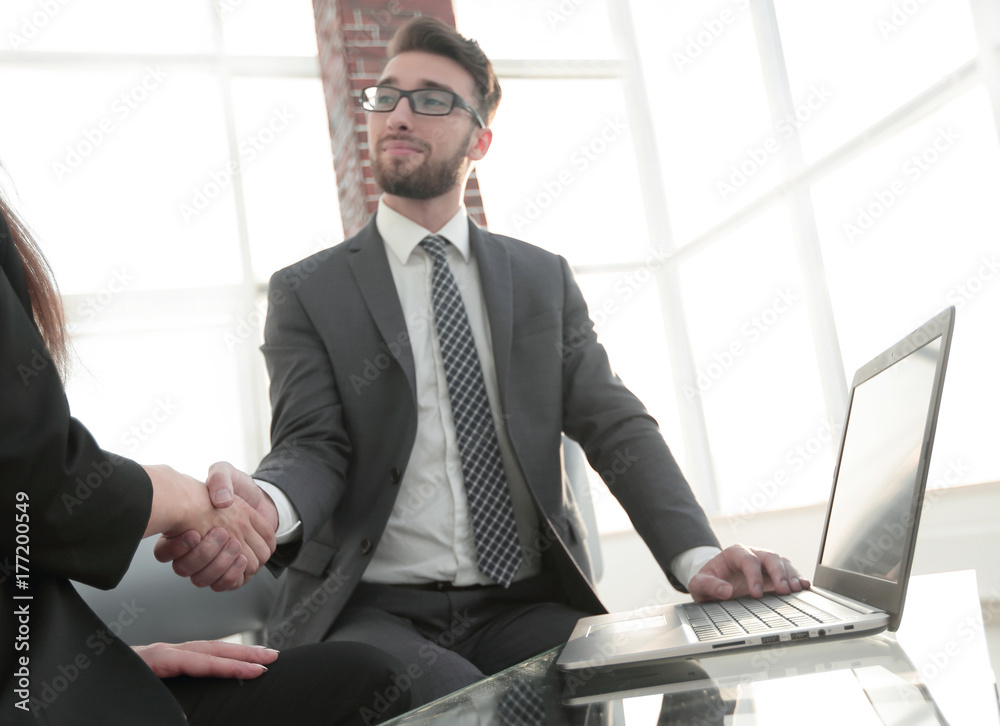 Successful businessmen handshaking after good deal. Successful businessmen handshaking after good deal.