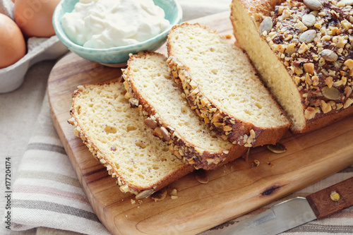 Foto healthy almond bread, Keto, ketogenic diet, paleo, low carb fat