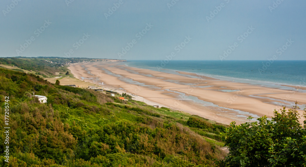 Scenic view Omaha Beach in Normandy France