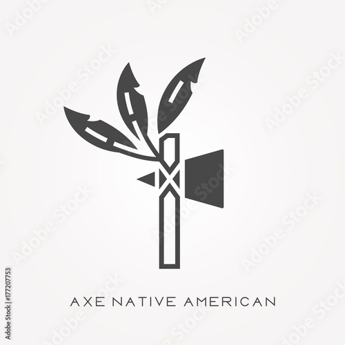 Silhouette icon axe native American