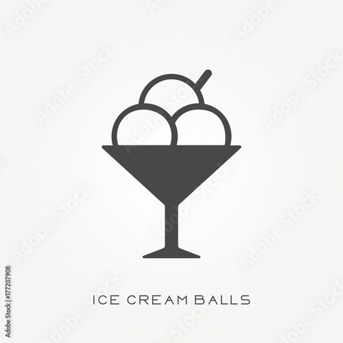 Silhouette icon ice cream balls