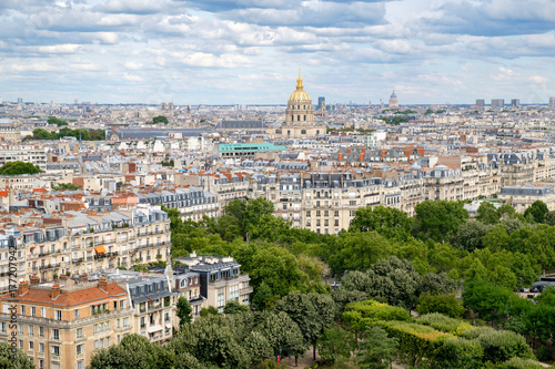 View of central Paris including Les Invalides and typical parisian houses