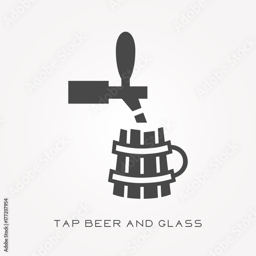Silhouette icon tap beer and glass