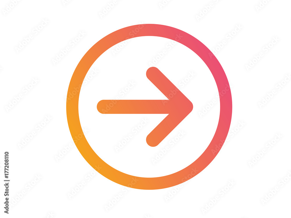 Gradient orange to pink isolated arrow flat icon Gradient orange to pink isolated arrow flat icon