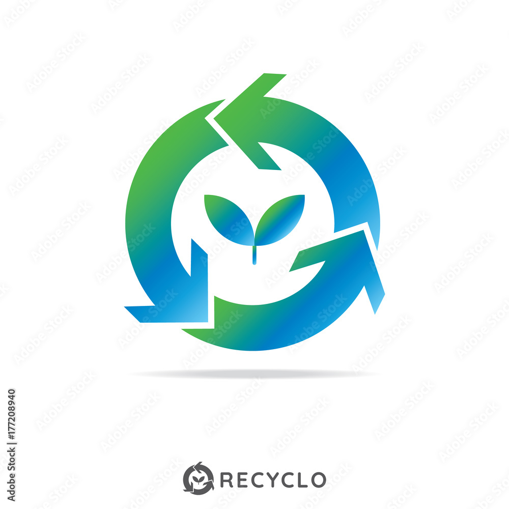 circle recycle with growth leaf logo concept. logo template circle recycle with growth leaf logo concept. logo template