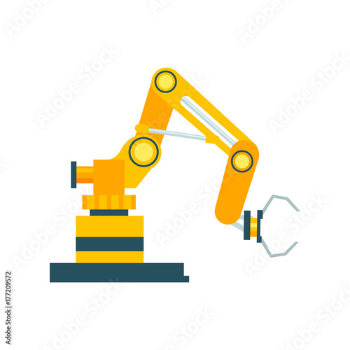 Modern robotic conveyor equipment element. Industrial engineering systems, mechanical assembly line object, manufacturing process, factory equipment vector illustration.