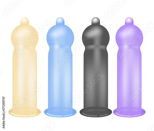 Condoms, latex contraceptive icon. Disease prevention and birth control, planning pregnancy. Flat vector illustration isolated on white background