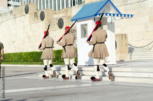 Tsolias or known as Evzones is Greeces historic presidential guard Syntagma.Tsarouhi is a type of shoe, which is typically known as part of the traditional uniform by the Greek guards