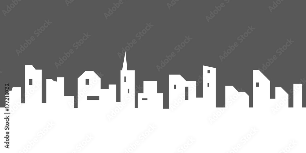  city silhouette with windows. Landscape, View Panorama  Illustration