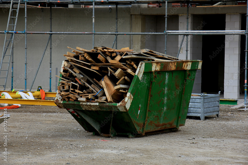 Loaded garbage dumpster