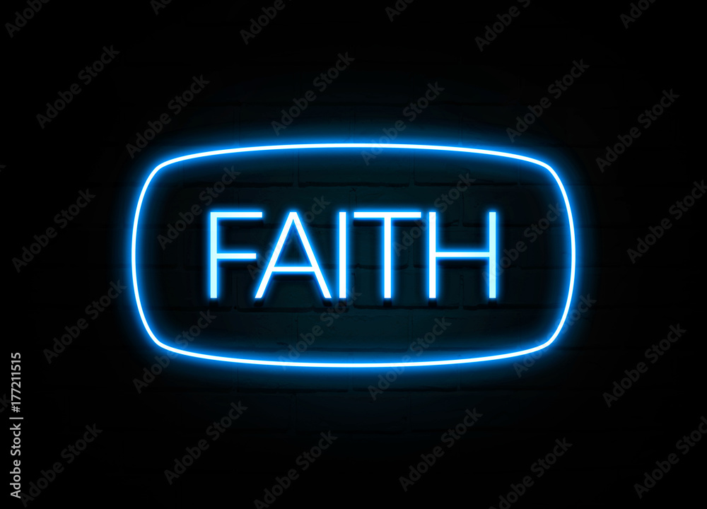 Faith - colorful Neon Sign on brickwall Faith - colorful Neon Sign on brickwall