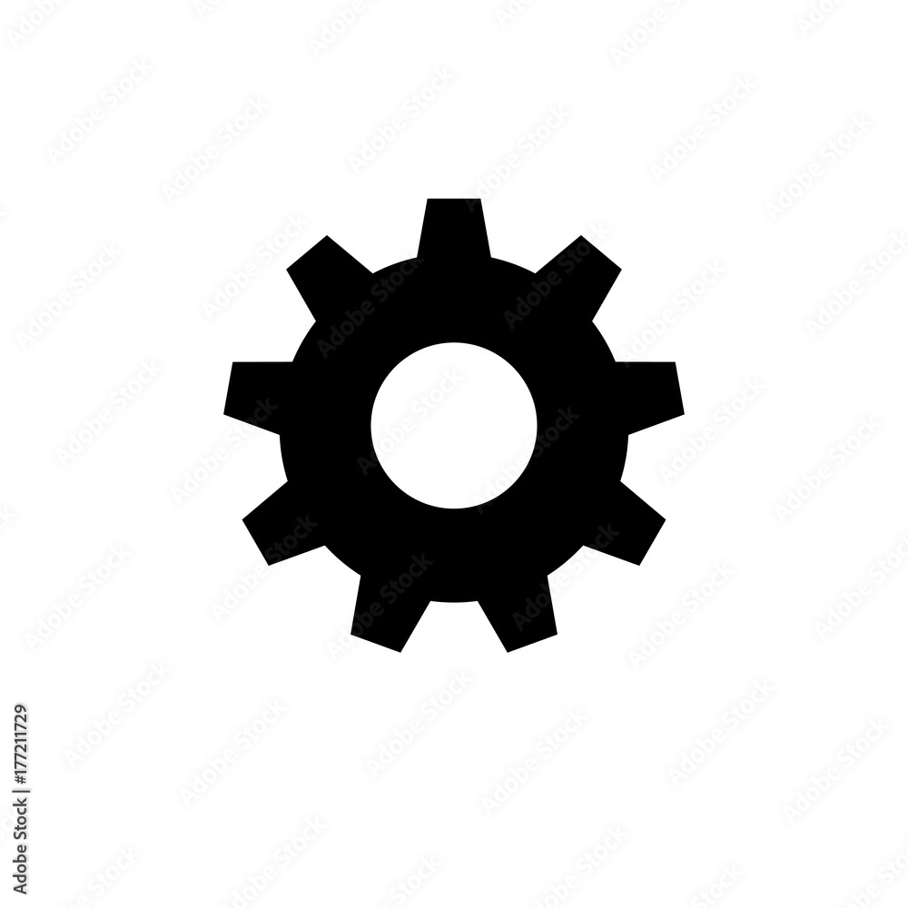 Gear icon, flat vector graphic on isolated background.