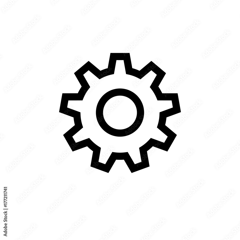 Gear line icon, flat vector graphic on isolated background.