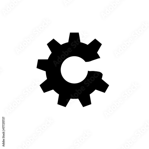 Broken gear or error icon, flat vector graphic on isolated background.