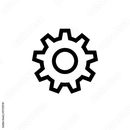 Gear line icon, flat vector graphic on isolated background.
