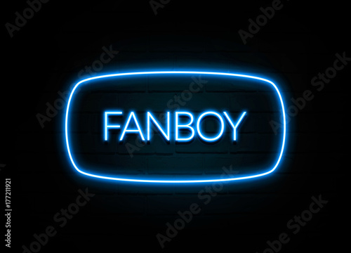 Fanboy  - colorful Neon Sign on brickwall photo