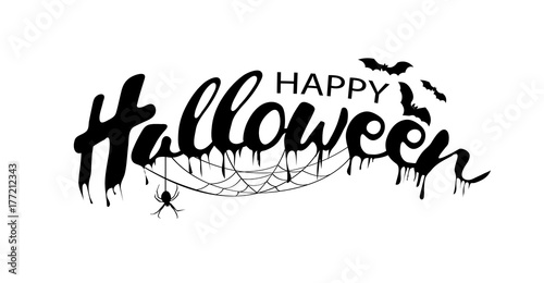 Happy Halloween Text Banner, Vector