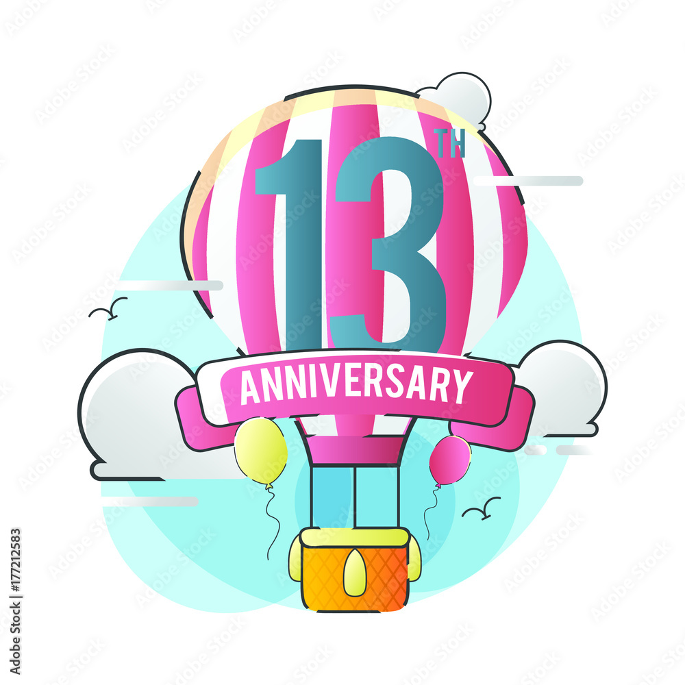 Obraz premium Hot Air balloon with 13th Anniversary Celebration
