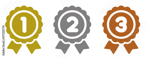 ranking medal icon illustration set. from 1st place to 3rd place (gold/silver/bronze).