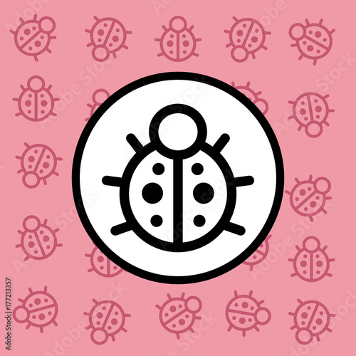 ladybug icon sign and symbol on pink background