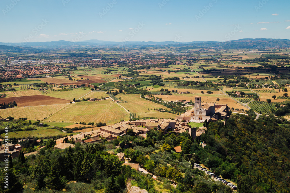 View of historic town Assisi in Umbria, Italy