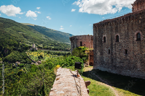 View of Rocca Maggiore in historic town Assisi, Umbria, Italy