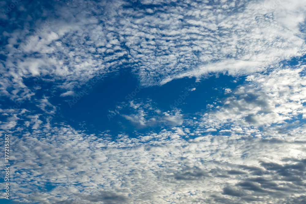 White of cirrocumulus cloud in blue sky.