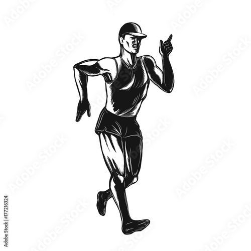 Race Walking Side Scratchboard
