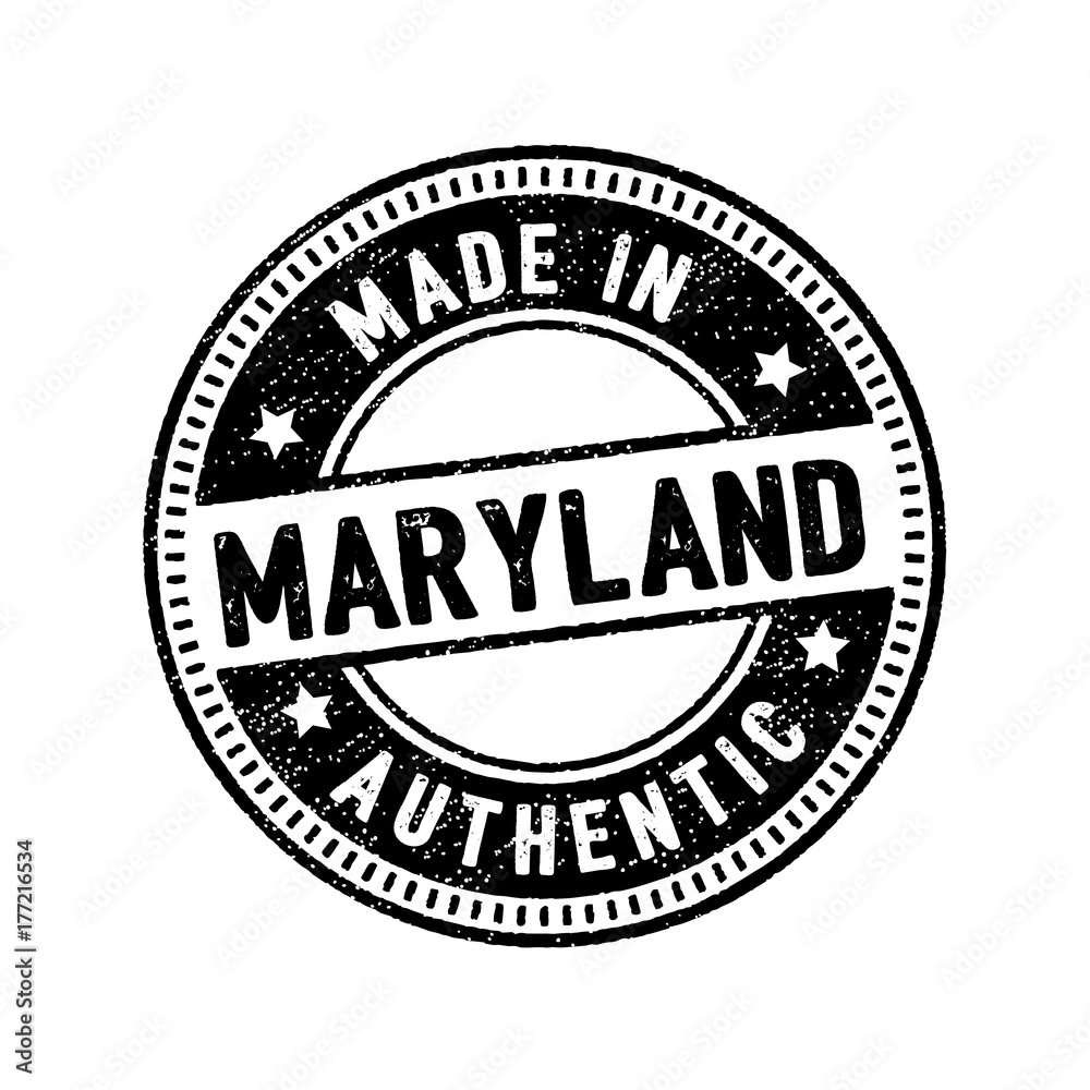 made in maryland authentic circle rubber stamp icon