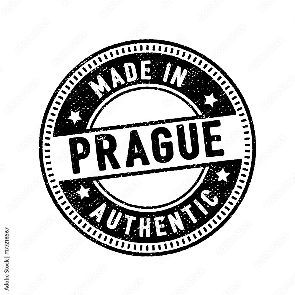 made in prague authentic circle rubber stamp icon