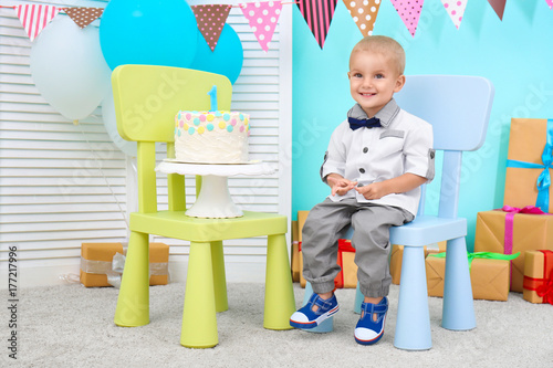 Cute baby boy with birthday...
