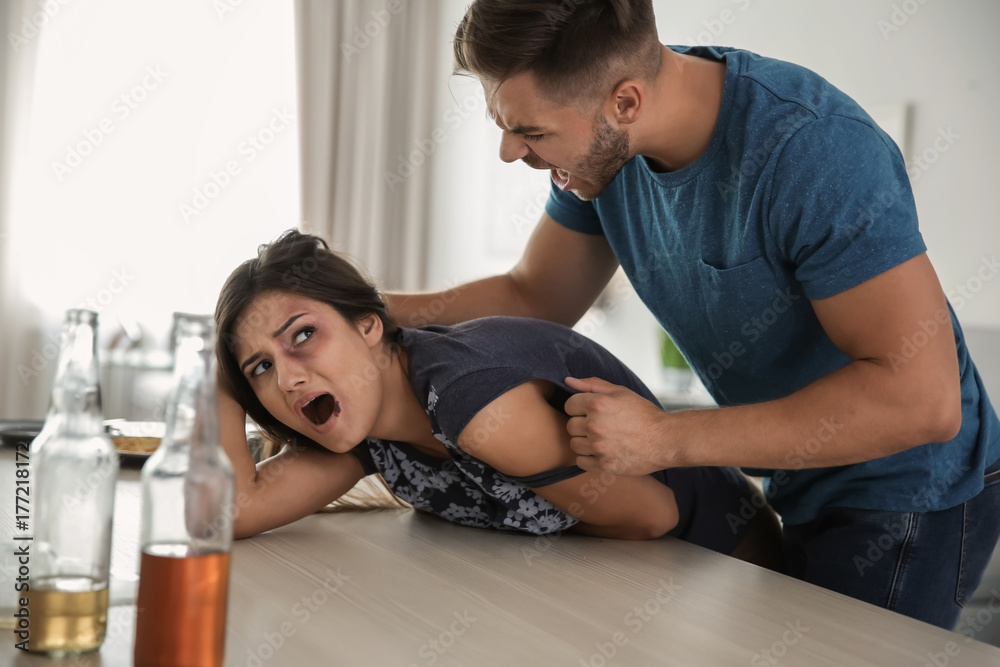 Young woman subjecting to violence at home Young woman subjecting to violence at home
