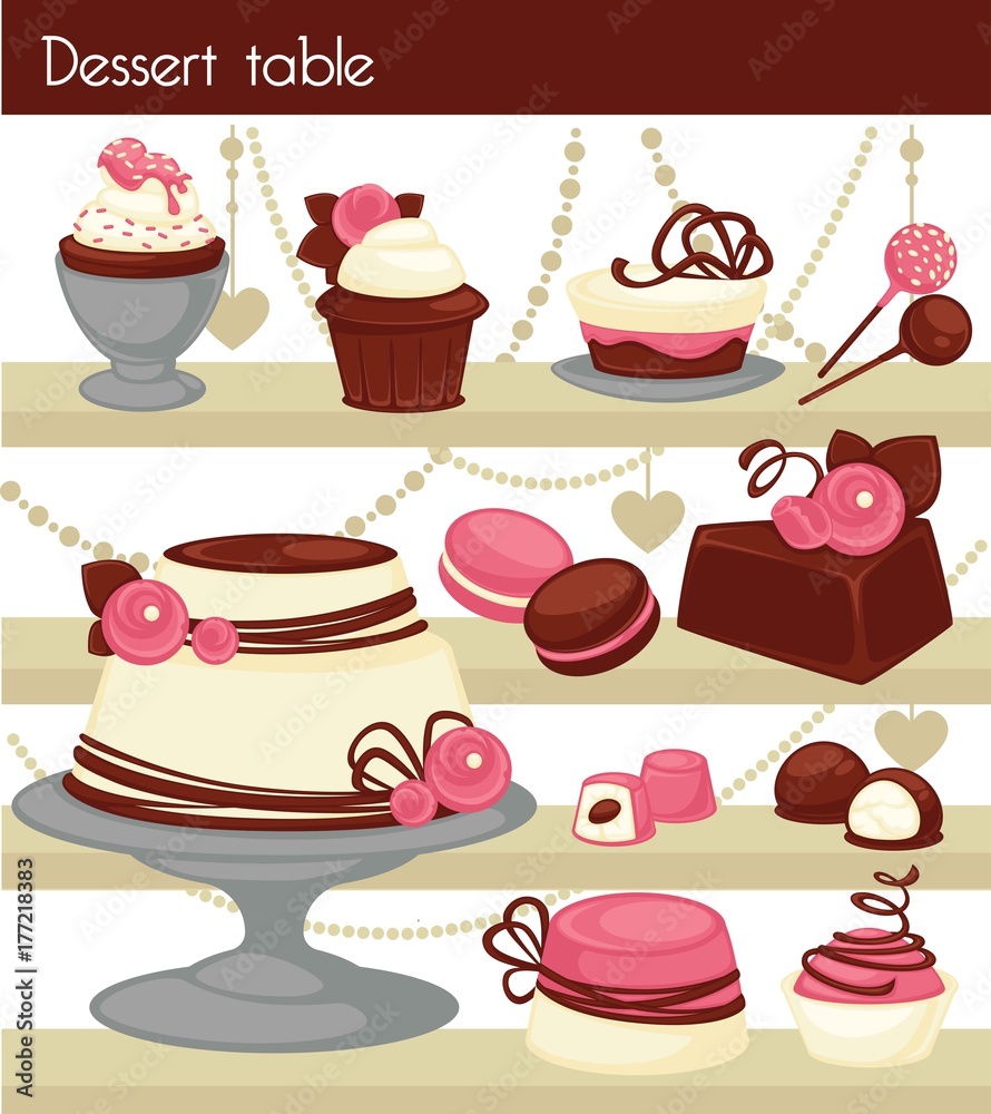 Candy bar or dessert buffet table. Candy bar or dessert buffet table.