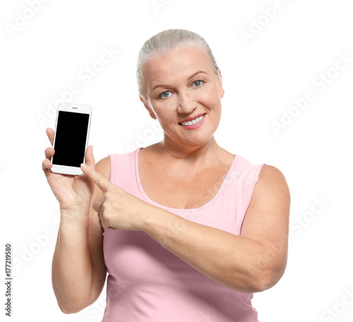 Senior woman with her cell ...