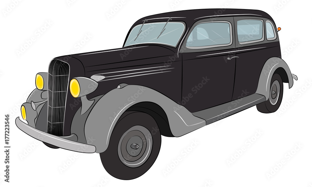 Retro car. Gangster car. Police retro car. Classic car. Retro auto. Vintage.