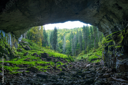 Cave in limestone mountains