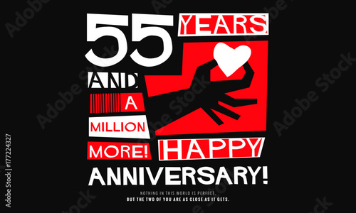 55 Years and a Million More Happy Anniversary  Vector Illustration Concept Design 