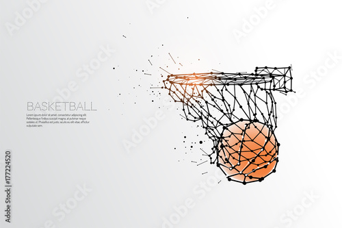 line and dot of basketball shooting.