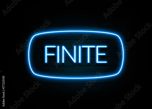 Finite  - colorful Neon Sign on brickwall photo