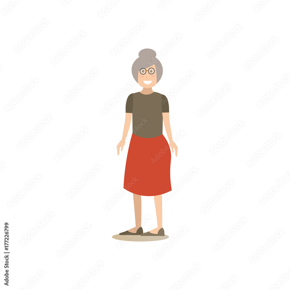 Grandmother concept vector illustration in flat style Grandmother concept vector illustration in flat style